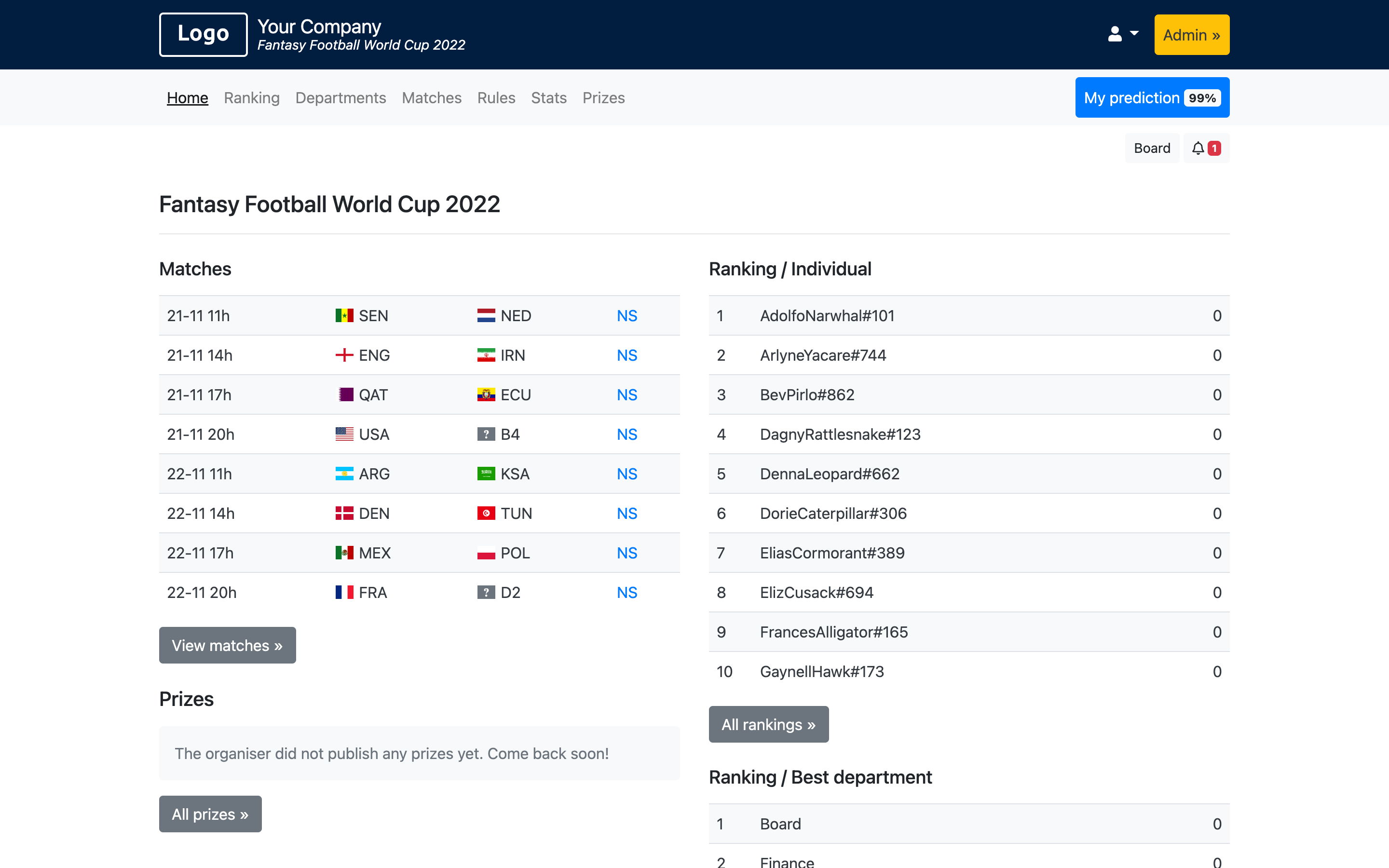 Fantasy Football World Cup 2026 Demo - EURO 2024