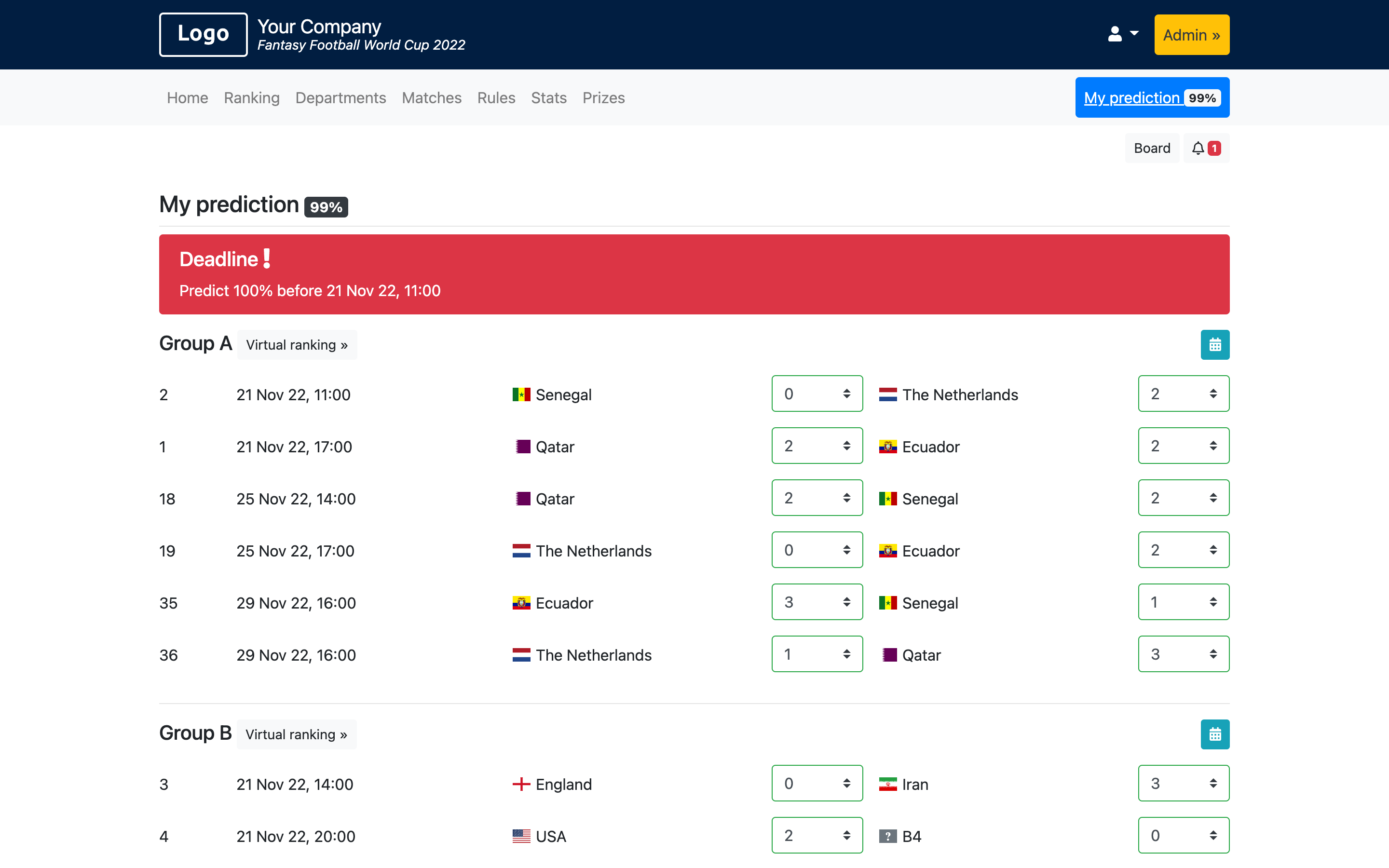 Fantasy Football World Cup 2026 Demo - EURO 2024